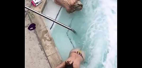  Caught naked girls in the pool.